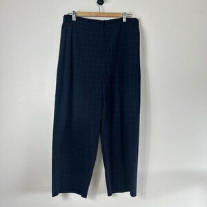Norse Projects Anea Grid Navy Plaid Wide Leg Pants 40
